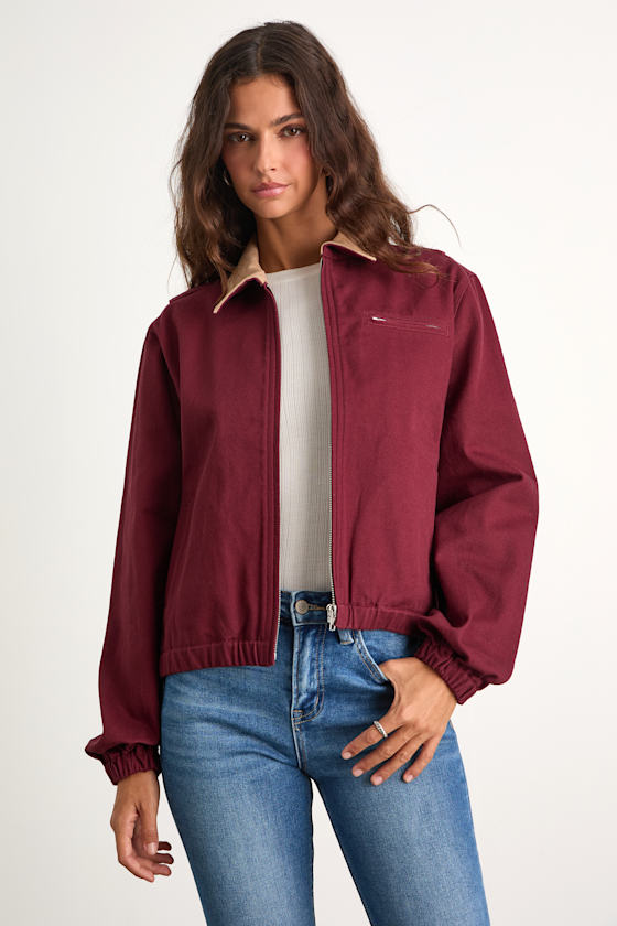 Haimi Burgundy Cotton Barn Jacket 1
