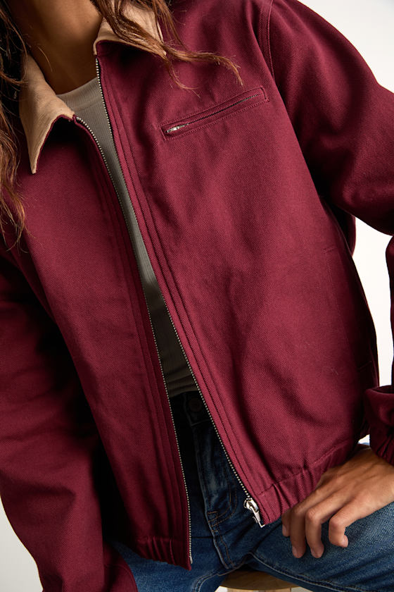 Haimi Burgundy Cotton Barn Jacket 2