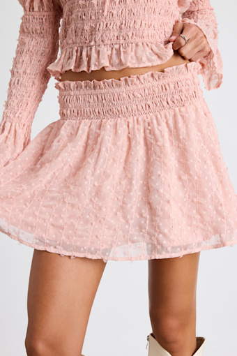 Katima Blush Pink Swiss Dot Smocked Mini Skirt 2