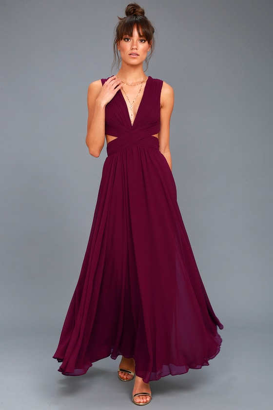 plum luxury party gown
