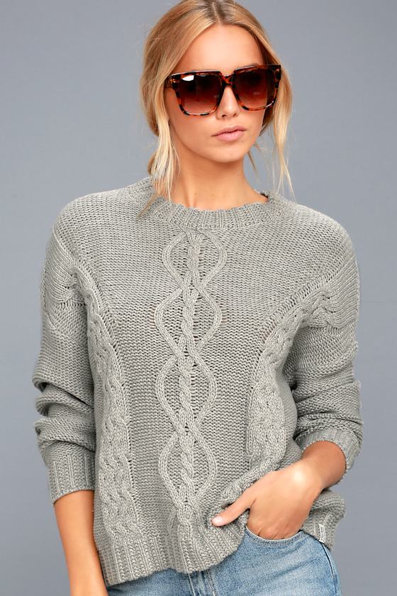 Cozy Grey Sweater - Knit Sweater - Cable Knit Sweater - Lulus