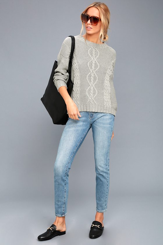 Rhythm Zambia Grey Cable Knit Sweater 2