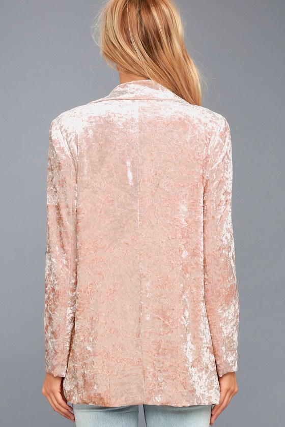 pink crushed velvet blazer