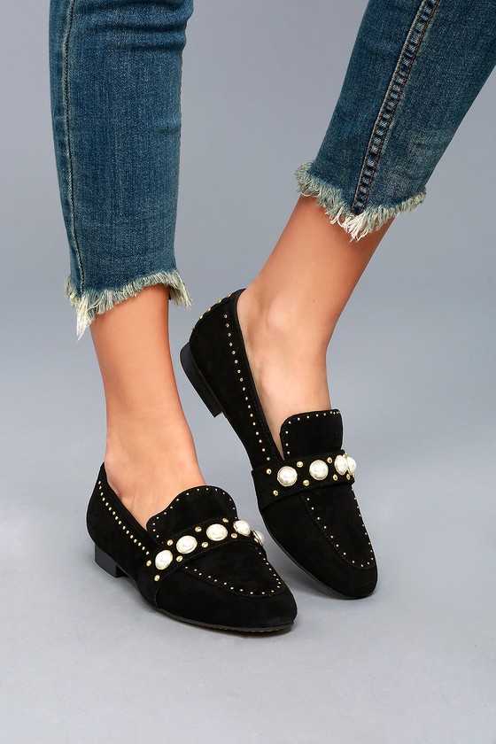 studded suede loafers