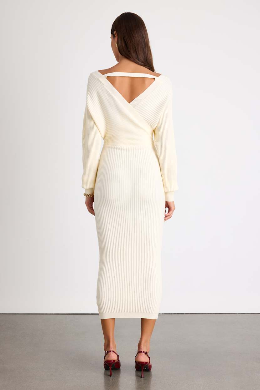 letitia ivory sweater midi dress Lulus | Ribbed Surplice Bodycon | Womens | X-Large (Available in M, L) Qipao