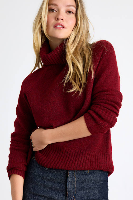 Found the Warmth Burgundy Turtleneck Pullover Sweater 6