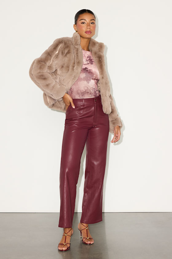 A Chic Classic Taupe Faux Fur Coat 2