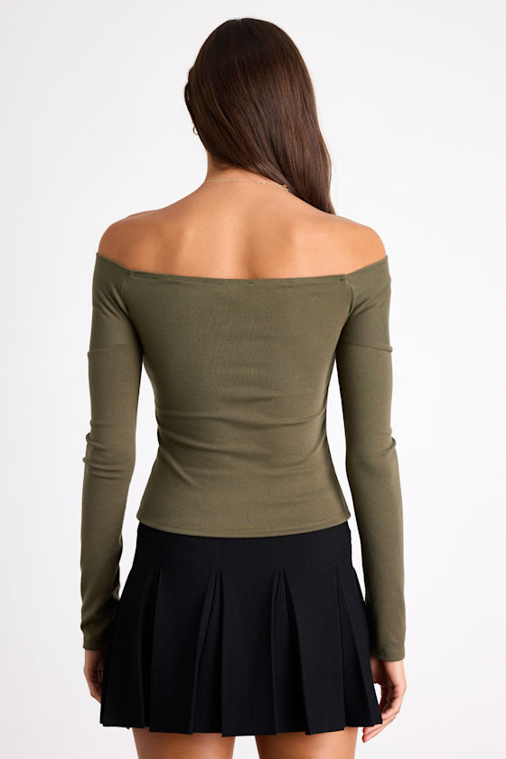 Designated Cutie Olive Long Sleeve Surplice Top 2