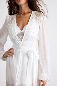 Vamelia Ivory Sheer Pearl Long Robe 2