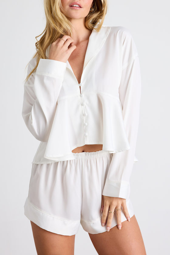 Ellery Ivory Satin Two-Piece Pajama Set 2