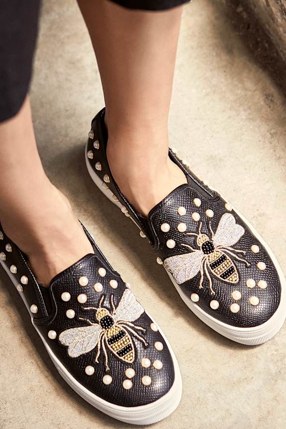 Steve Madden Polly Black Multi Embroidered Slip-On Sneakers 5