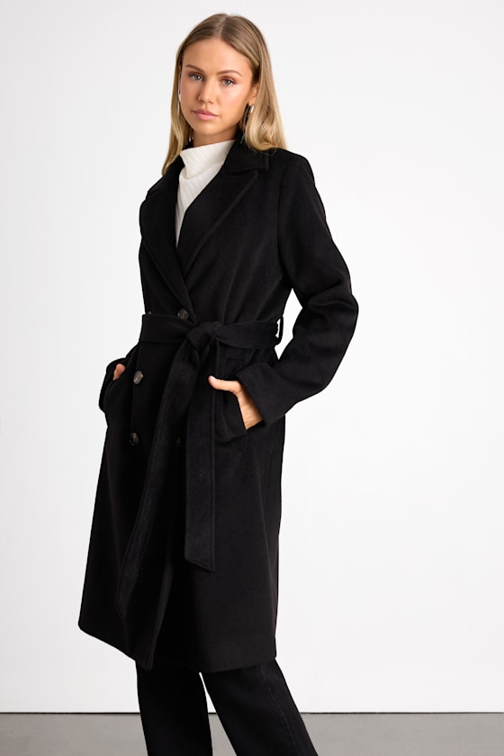 Season of Sophistication Black Double-Breasted Coat 1