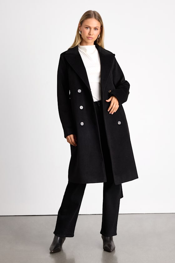 Season of Sophistication Black Double-Breasted Coat 2