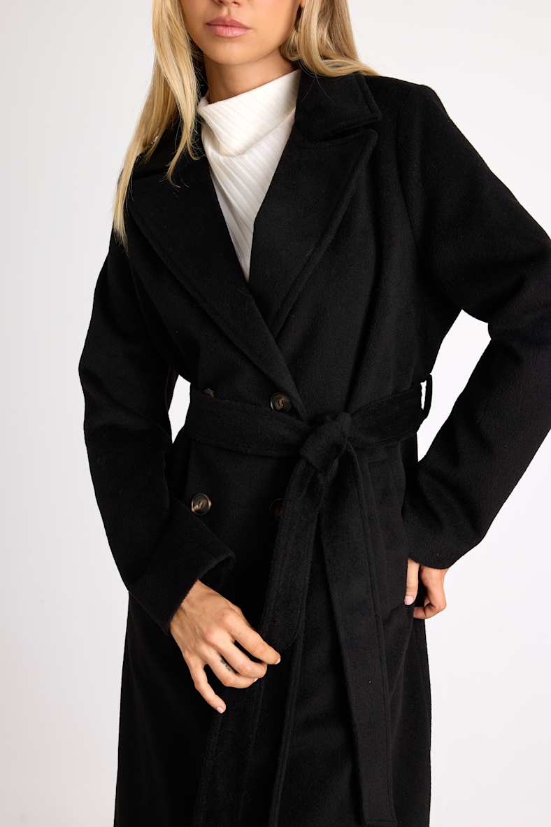 Season of Sophistication Black Double-Breasted Coat