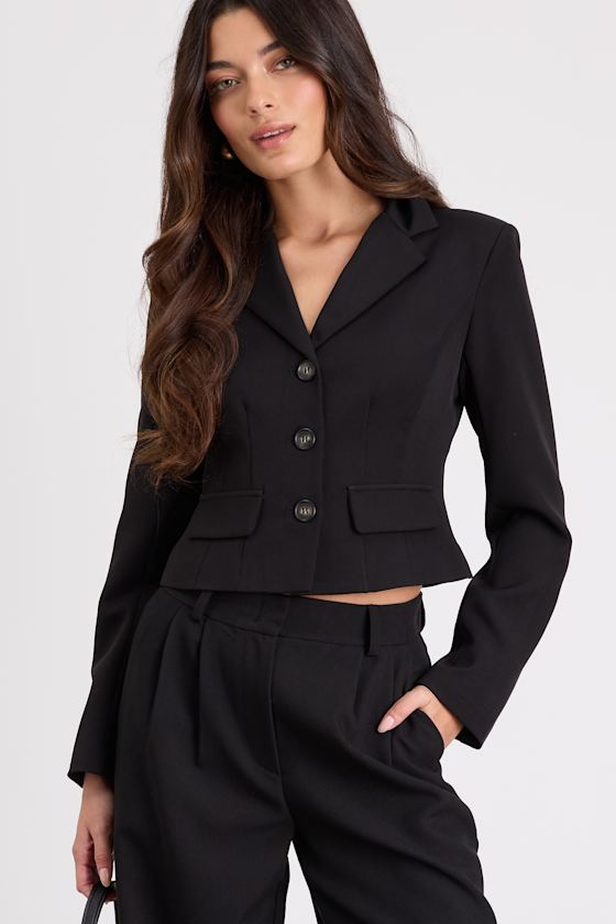 Vila Black Cropped Blazer 1