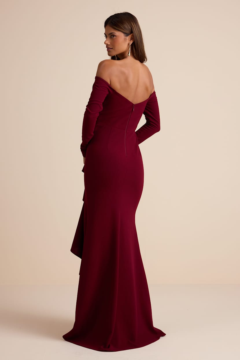knee length dresses for ladies Excuse Me Miss Long Sleeve Mini Dress Wine