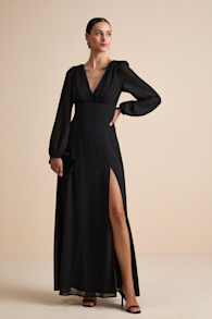 Marvelous Affair Black Pleated Lace-Up Maxi Dress 1