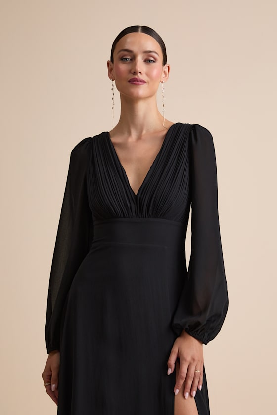 Marvelous Affair Black Pleated Lace-Up Maxi Dress 2