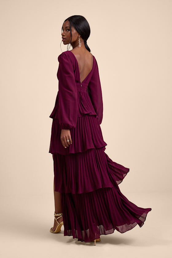 Plum Maxi Dress - Purple Bridesmaid Dress - Tiered Maxi Dress - Image 3
