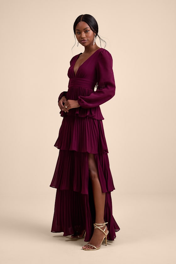 Plum Maxi Dress - Purple Bridesmaid Dress - Tiered Maxi Dress - Image 4