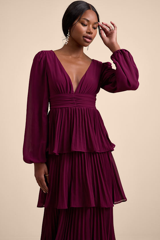 Plum Maxi Dress - Purple Bridesmaid Dress - Tiered Maxi Dress - Image 5