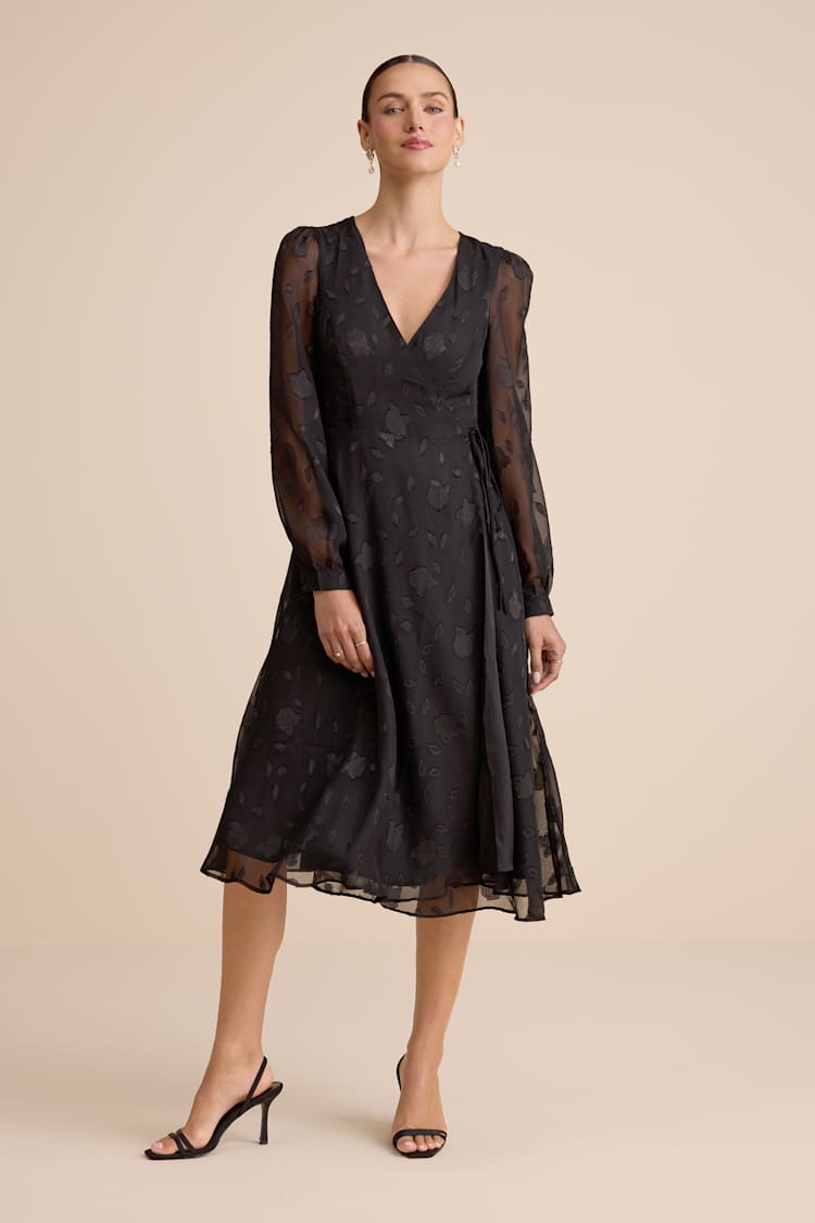 fitted lace wedding dress Hope & Ivy Floral Print Wrap Dress| Style Boutique NI main image 1
