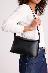 Louette Black Vegan Leather Shoulder Bag 1