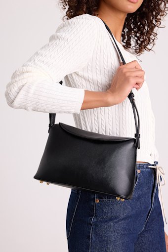 Louette Black Vegan Leather Shoulder Bag 1