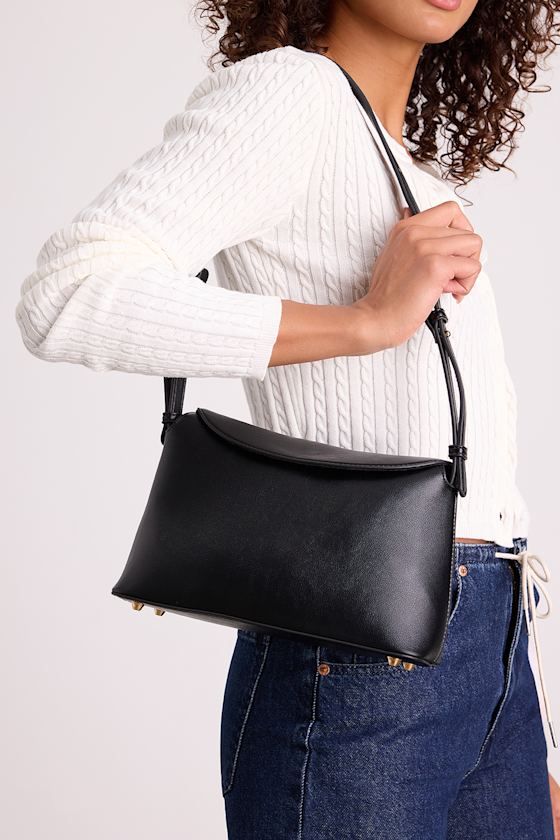 Louette Black Vegan Leather Shoulder Bag 1