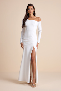 Elegant Sensation White Asymmetrical Pleated Maxi Dress 1