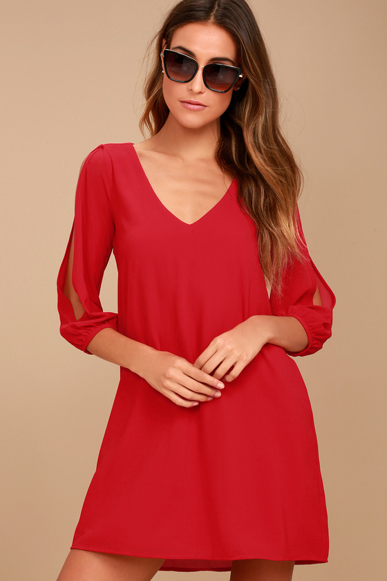 Shifting Dears Red Long Sleeve Dress