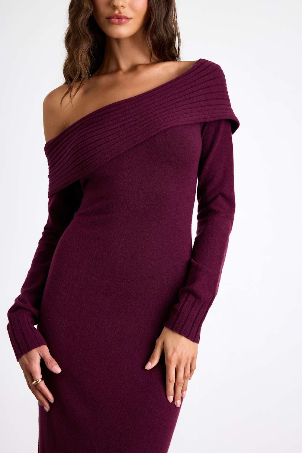Ellie Dark Plum Sweater Bodycon Maxi Dress