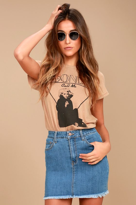 Pop and Lock Medium Wash Denim Mini Skirt 1