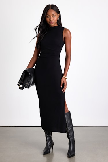 best black sweater dress Afternoon Coffee Black Sweater Dress main image 0