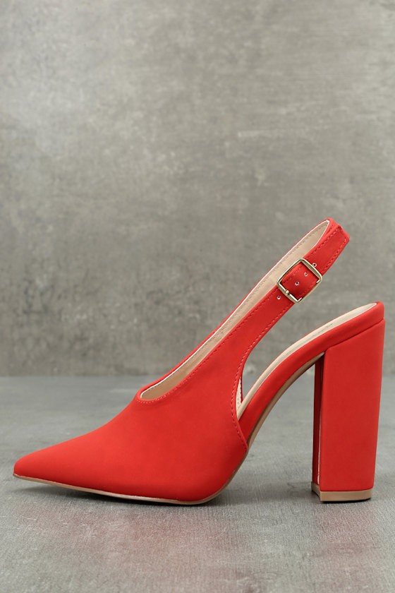 Milan Red Nubuck Slingback Pumps 4
