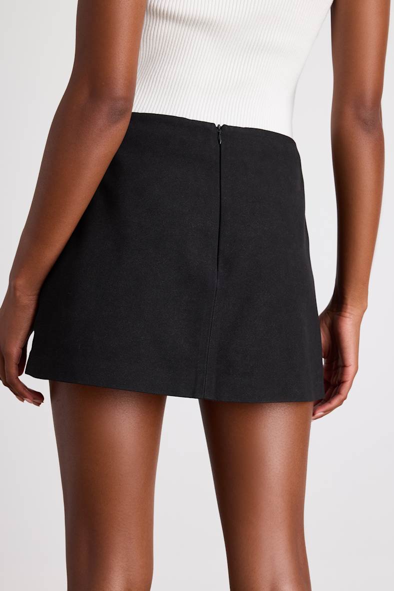 Rahlina Black Suede Mid-Rise Mini Skirt