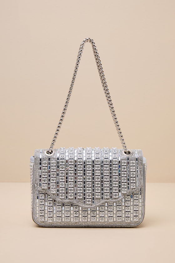 Miradie Silver Rhinestone Crossbody Bag 1