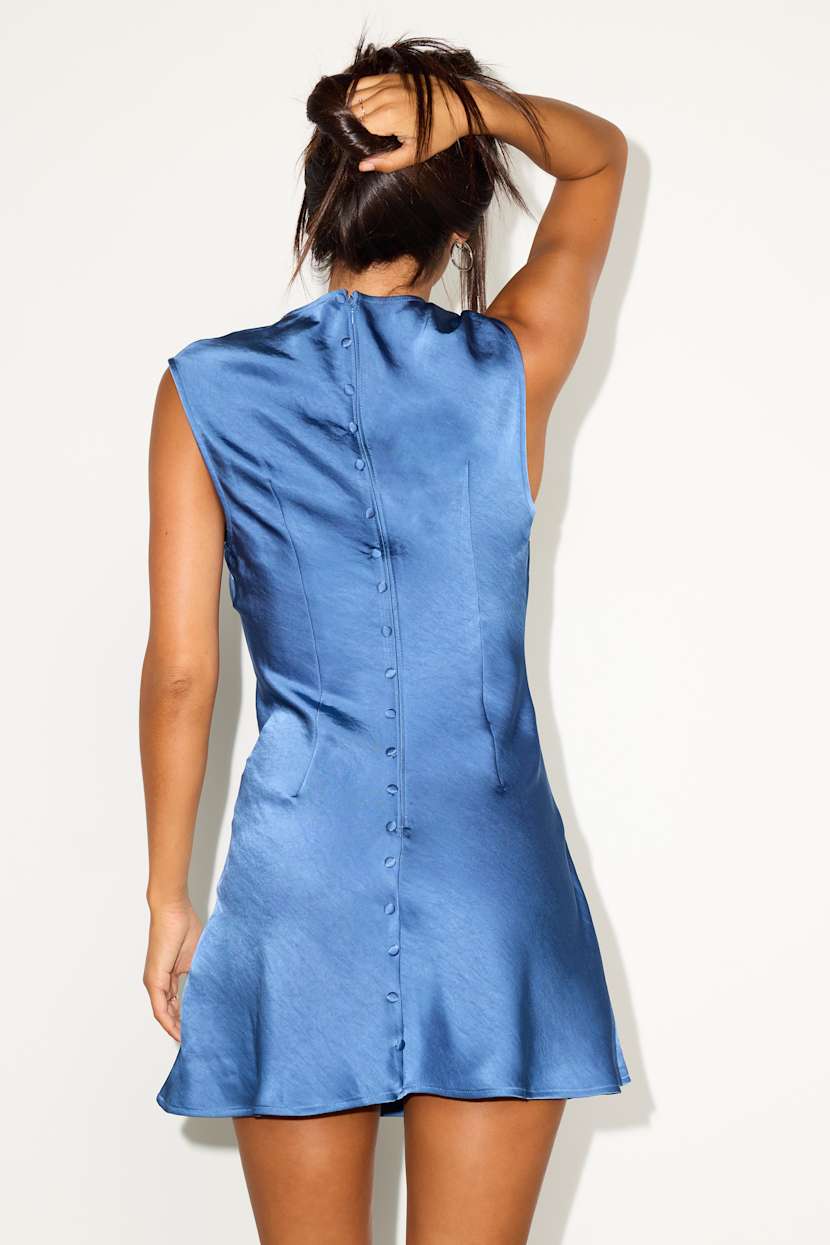 dusty blue floral bridesmaid dresses Shasi Powder Satin Dress alttxt Size:14-17 line dress is perfectly Black Pants For Jeans