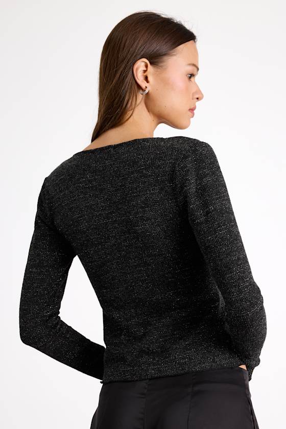 Stelara Black Lurex Long Sleeve Top 3