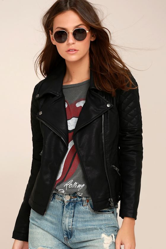 Chic Black Vegan Leather Jacket Black Moto Jacket Lulus