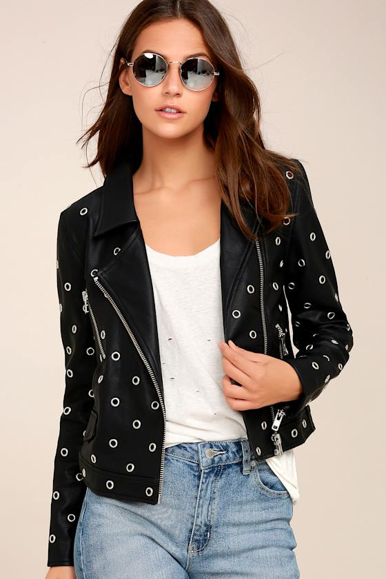 nANA jUDY Blur Vegan Leather Jacket Grommet Moto Jacket Lulus