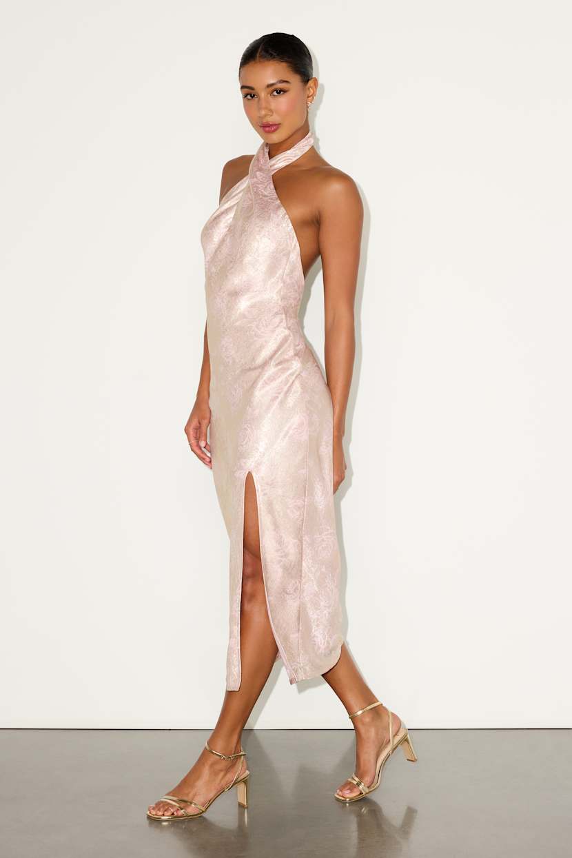 knee length dresses for ladies Mally Rose Pink Satin Sweetheart A-Line Midi Dress – Club L London