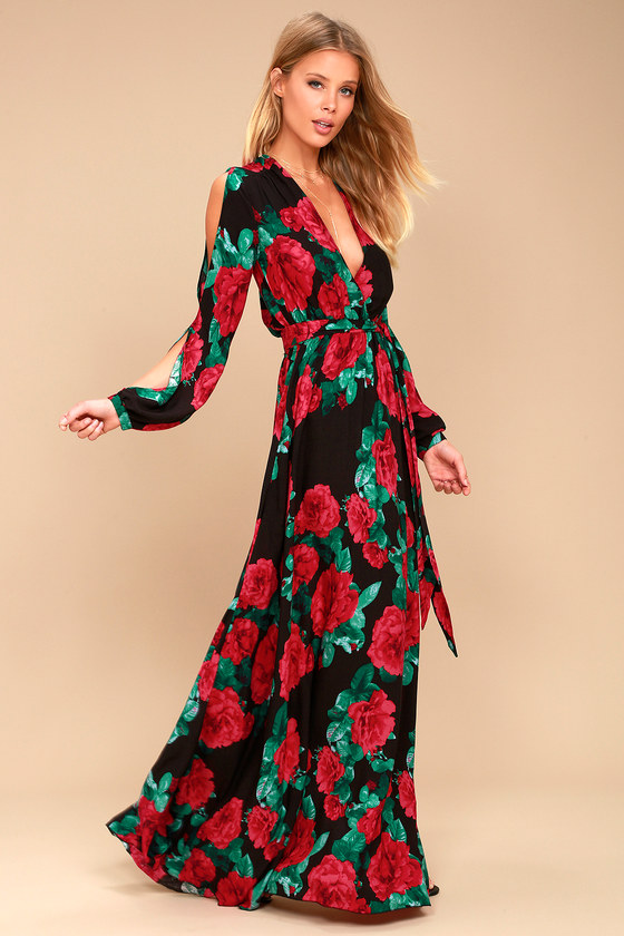 printed button up long sleeve maxi dress