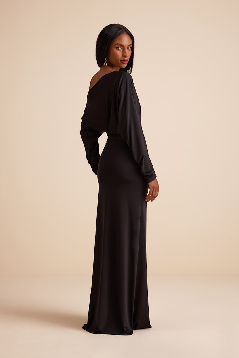 navy blue dress for baby girl Virginia Asymmetric Long Sleeve Maxi Dress, Blue · M main image 1