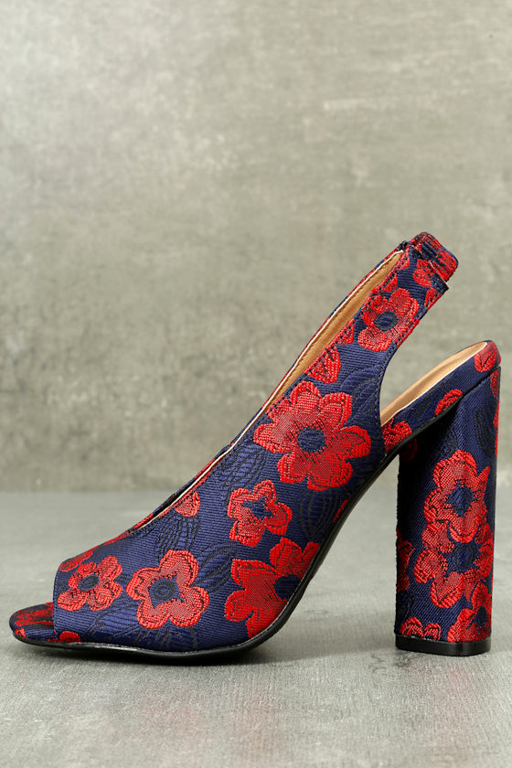 navy blue and red heels