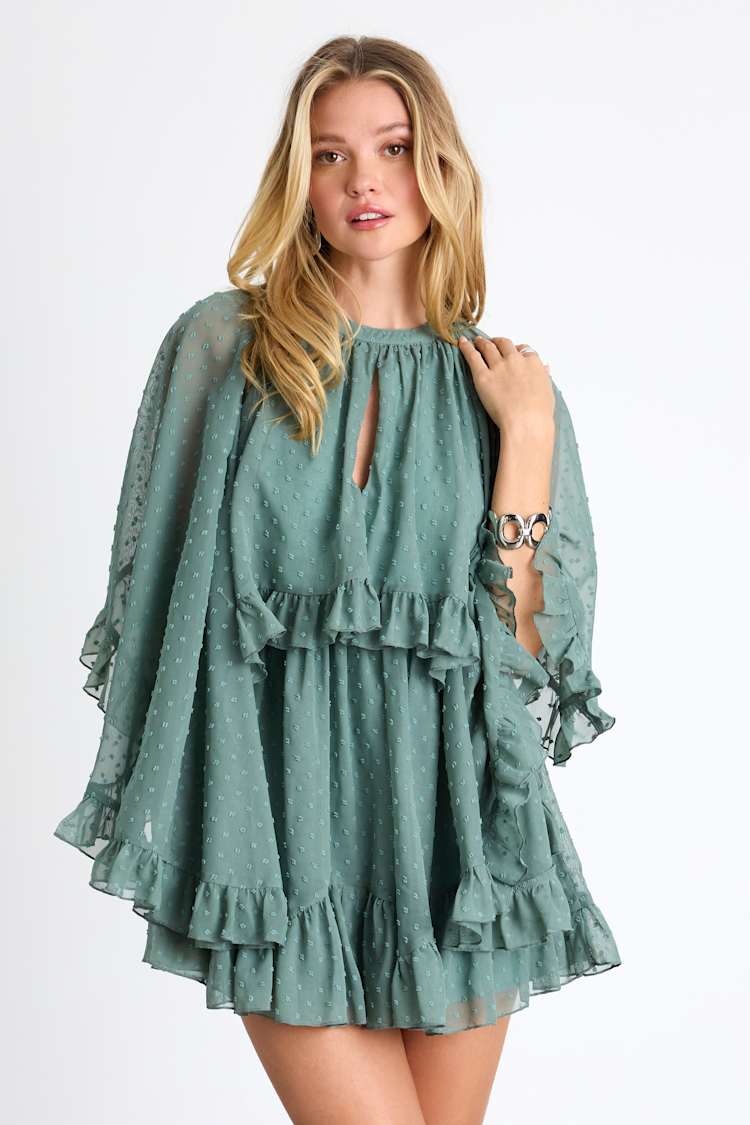 sage green swiss dot dress Winterberry Sage Swiss Dots Dress – A Bee Bug Boutique main image 0