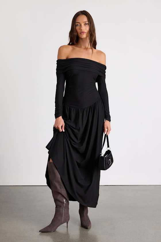 【FETICO】JERSEY OFF SHOULDER DRESS FETICO】JERSEY OFF SHOULDER DRESS matte jersey off shoulder long