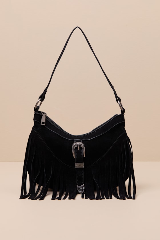 Suede Fringe Shoulder Bag