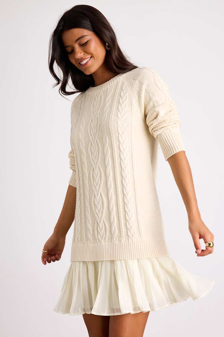 white christmas dresses Cream and Rust Smocked Drop Waist Dress – Thomas and Rye main image 0