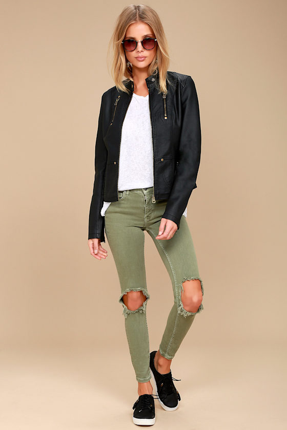 Peace of Mind Black Vegan Leather Moto Jacket 2